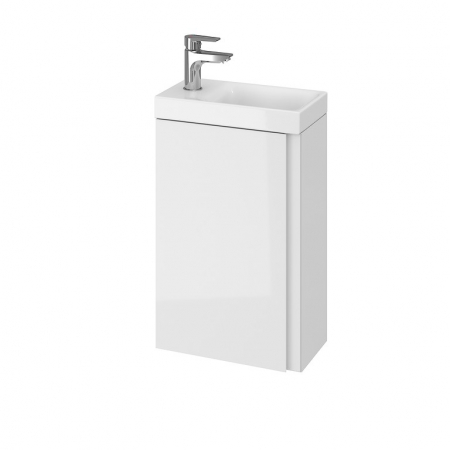 Seturi mobilier cu lavoar - Set dulap baie suspendat cu 1 usa si lavoar Cersanit Moduo inclus, 40 cm, alb