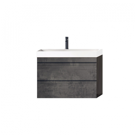 Mobilier baie - Set dulap baie suspendat cu doua sertare si lavoar inclus KolpaSan Naomi 60 cm, dark concrete