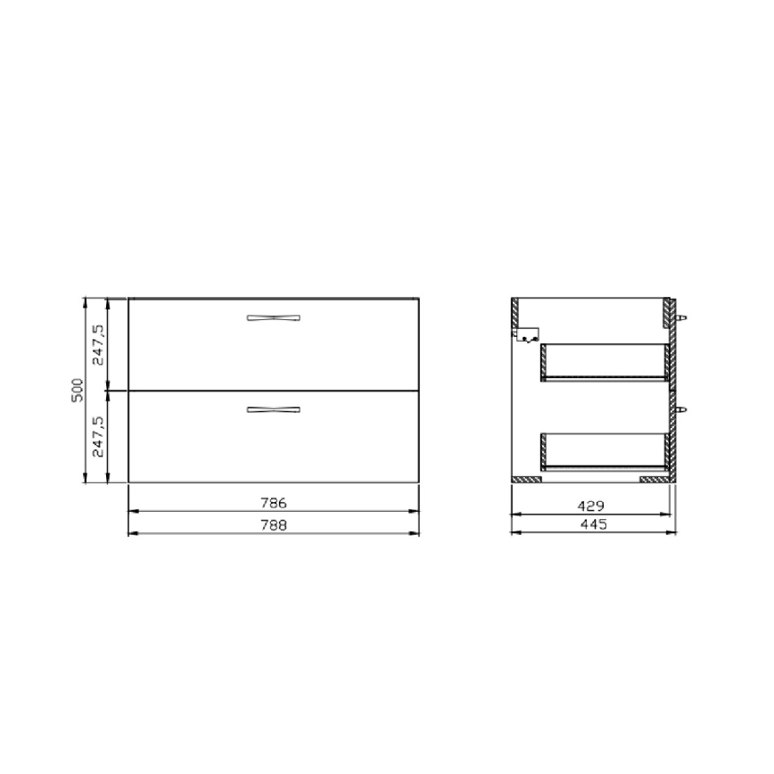 Set dulap baie suspendat cu lavoar inclus 80x45 cm, nuc, cu sertare soft close, Cersanit Niko [2]