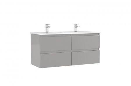 Mobilier baie - Set dulap baie suspendat Gala Daily cu lavoar dublu inclus, 120 cm, gri lucios