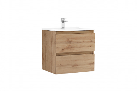 Mobilier baie - Set dulap baie suspendat Gala Daily cu lavoar inclus, 60 cm, stejar mat