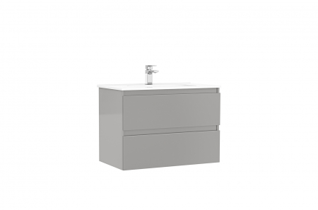Mobilier baie - Set dulap baie suspendat Gala Daily cu lavoar inclus, 80 cm, gri lucios