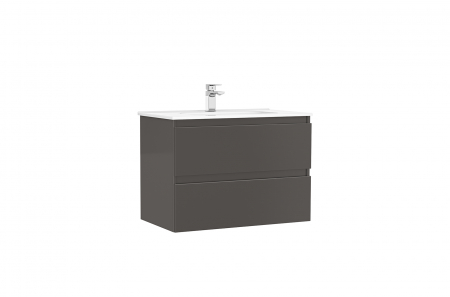 Mobilier baie - Set dulap baie suspendat Gala Daily cu lavoar inclus, 80 cm, antracit lucios