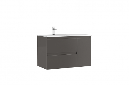 Mobilier baie - Set dulap baie suspendat Gala Daily cu lavoar inclus, 90 cm, antracit lucios