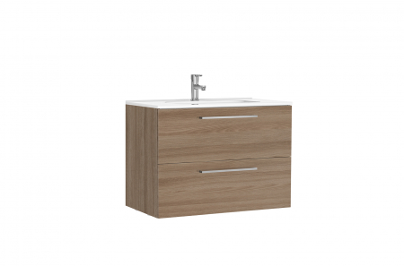 Mobilier baie - Set dulap baie suspendat Gala Handy cu lavoar inclus, 80 cm, stejar