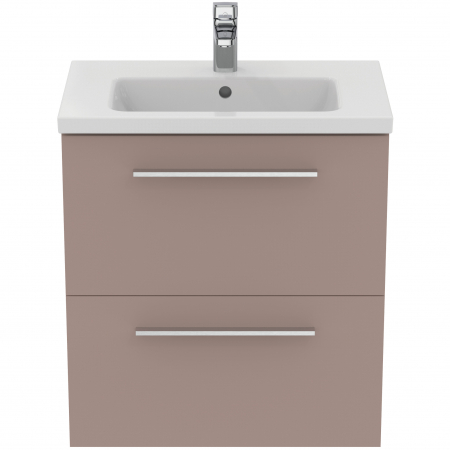 Set dulap baie suspendat gri-bej Ideal Standard i.Life S cu lavoar inclus 61 cm alb si maner crom [1]