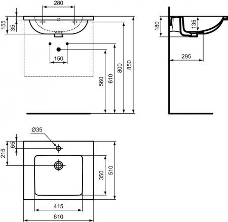 Set dulap baie suspendat gri Ideal Standard i.Life S cu lavoar inclus 60 cm gri si maner crom [3]