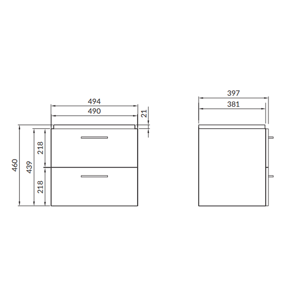 Set dulap baie suspendat Lara 2 sertare cu lavoar Cersanit Como inclus, 50 cm, gri [1]