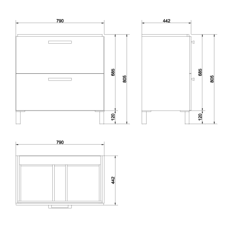 Set dulap baie suspendat Lara 2 sertare cu lavoar Como 80 cm, alb, Cersanit [1]