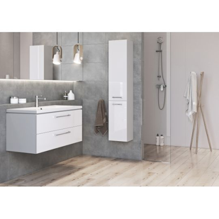 Set dulap baie suspendat Lara 2 sertare cu lavoar Como 90 cm, alb, Cersanit [1]