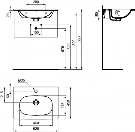 Set dulap baie suspendat MDF alb Ideal Standard Tesi cu lavoar inclus 63 cm [2]