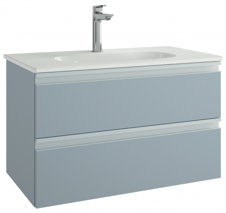 Seturi mobilier cu lavoar - Set dulap baie suspendat MDF albastru deschis Ideal Standard Tesi cu lavoar inclus 83 cm