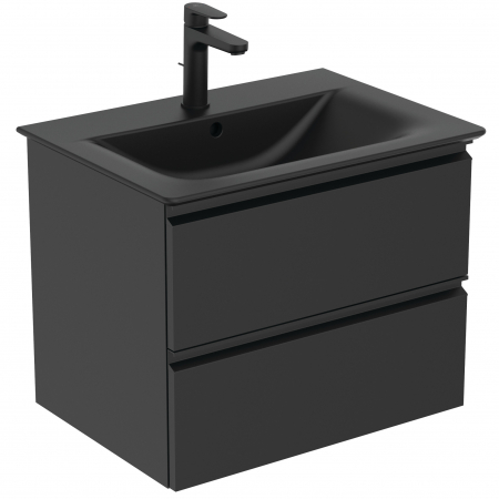 Mobilier baie - Set dulap baie suspendat MDF negru Ideal Standard Tesi cu lavoar Connect Air inclus 64 cm