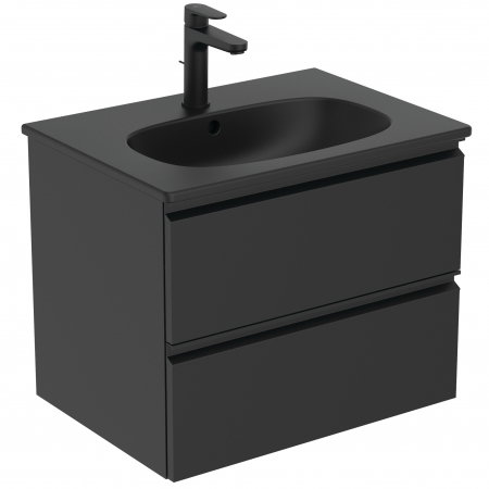 Mobilier baie - Set dulap baie suspendat MDF negru Ideal Standard Tesi cu lavoar inclus 63 cm