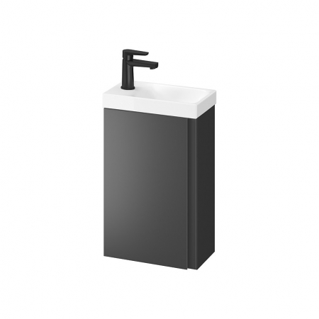 Seturi mobilier cu lavoar - Set dulap baie suspendat o usa cu lavoar Cersanit Moduo inclus, 40 cm, antracit mat, B812
