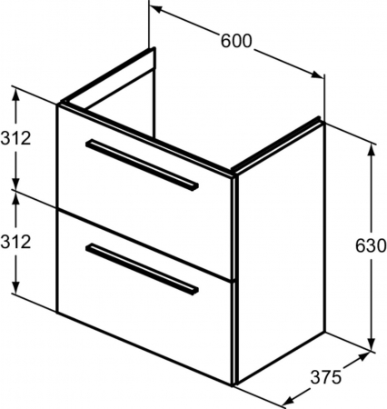Set dulap baie suspendat stejar cafeniu Ideal Standard i.Life S cu lavoar inclus 61 cm alb si maner crom [2]