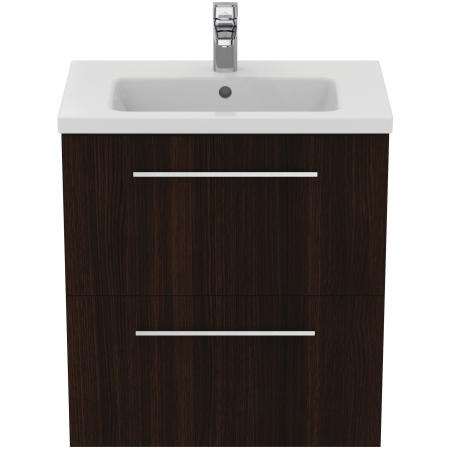 Set dulap baie suspendat stejar cafeniu Ideal Standard i.Life S cu lavoar inclus 61 cm alb si maner crom [1]