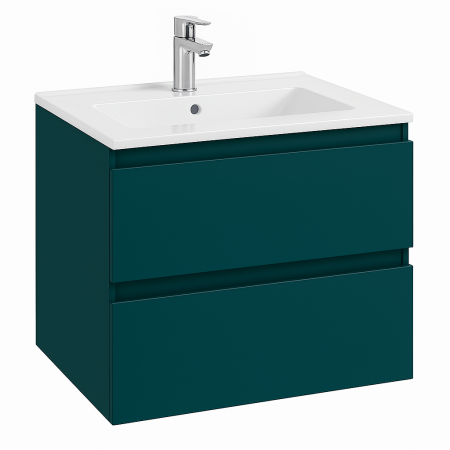 Set dulap baza suspendat Defra Como verde cu lavoar compozit Flex 60 Seturi mobilier cu lavoar - Set dulap baza suspendat Defra Como verde cu lavoar compozit Flex 60