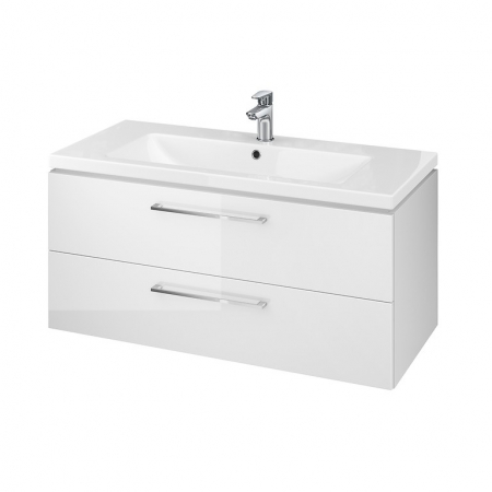 Mobilier baie - Set dulap baie cu lavoar incastrat, 2 sertare, alb, 100cm, Lara, Cersanit