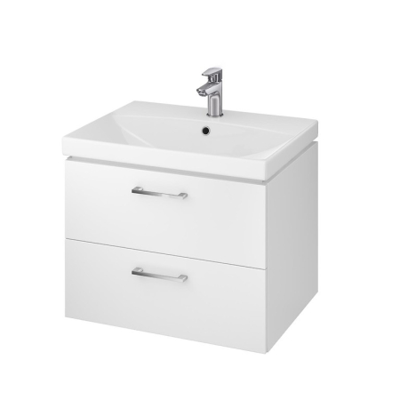 Seturi mobilier cu lavoar - Set dulap de baie suspendat cu lavoar 60x45 cm, alb, Cersanit Lara City