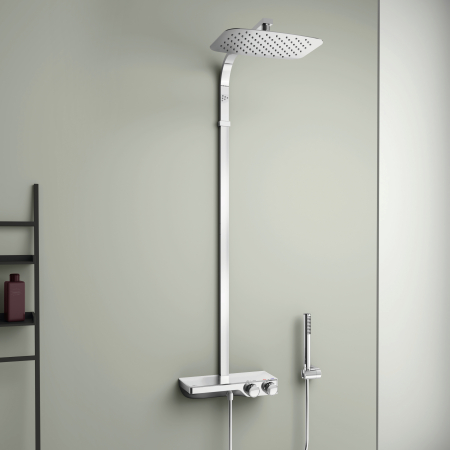 Coloana de dus cu baterie termostatata si etajera Ideal Ceratherm S200 crom lucios [1]