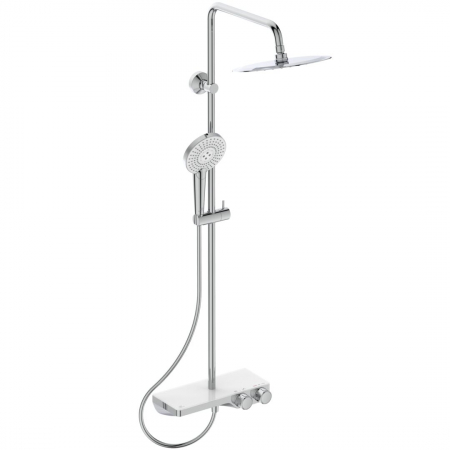Baie - Coloana de dus cu baterie termostatata si etajera Ideal Ceratherm S200 II crom lucios