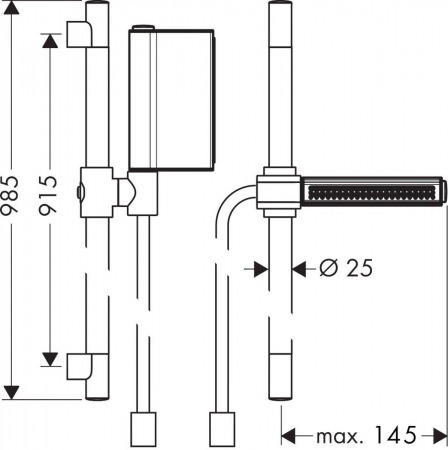 Set dus crom cu bara, para dus cu 2 functii si furtun Hansgrohe Axor One [1]