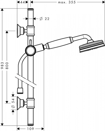 Set dus bronz periat cu bara, para dus si furtun Hansgrohe Axor Montreux [1]