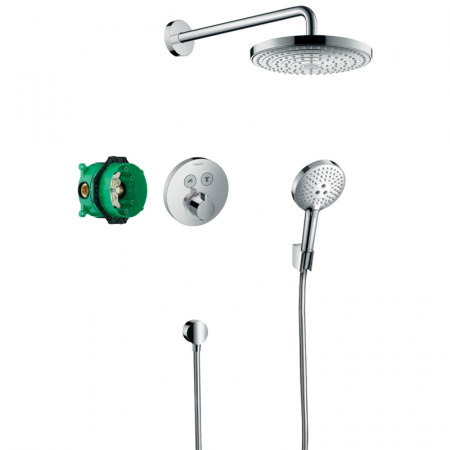 Sisteme de dus incastrate - Set dus crom cu baterie termostatata si corp incastrat inclus Hansgrohe, Raindance Select S