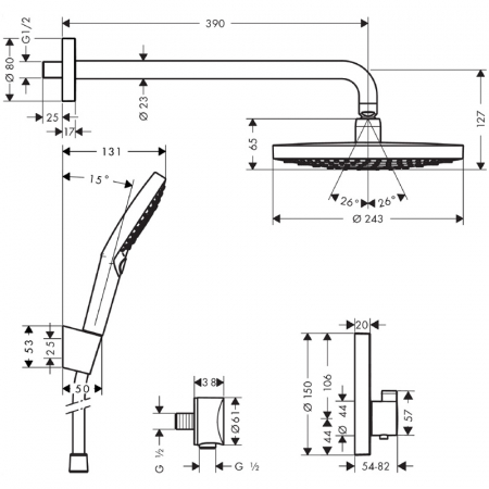 Set dus crom cu baterie termostatata si corp incastrat inclus Hansgrohe, Raindance Select S [1]