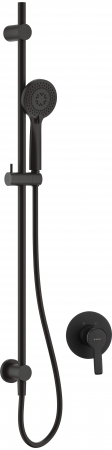 Seturi de dus - Set dus cu bara 95 cm, para dus, furtun de dus si baterie dus incastrata Deante Arnika negru mat