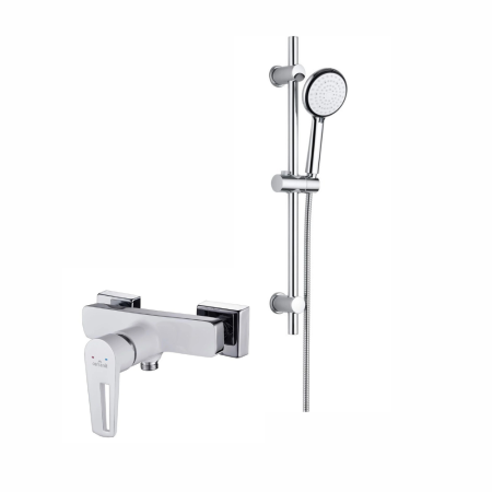 Set dus cu bara, furtun si para dus cu 6 functii Deante Boro si baterie cada alb/crom lucios, Cersanit Mille [0]