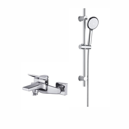 Sisteme de dus - Set dus cu bara, furtun si para dus cu 6 functii Deante Boro si baterie dus, crom lucios, Cersanit  Cromo