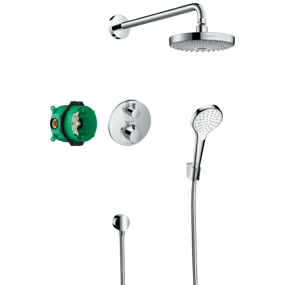 Sisteme de dus incastrate - Set dus cu baterie termostatata si corp incastrat inclus crom Hansgrohe Croma Select S 27295000