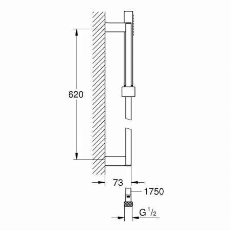 Set dus crom cu bara, para dus si  furtun Grohe Euphoria Cube [1]