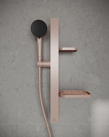 Set de dus Ideal Standard Alu+ cu bara 60 cm, para dus 2 functii si furtun, rose mat [1]
