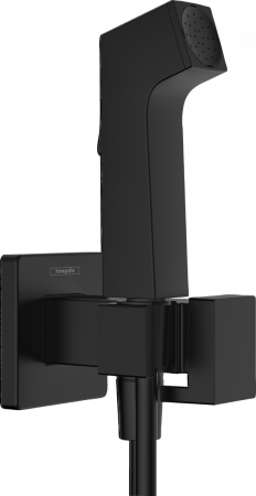 Baterii bideu - Dus igienic cu para , suport si furtun 125 cm, negru mat Hansgrohe E Smart