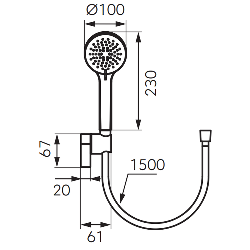 Set de dus FDesign Inula cu para dus 3 functii, furtun si sistem de prindere, negru mat [1]