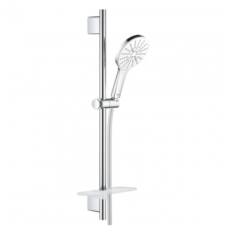 Seturi de dus - Set dus crom cu bara, para dus rotunda alba si furtun Grohe Rainshower Smartactive 130