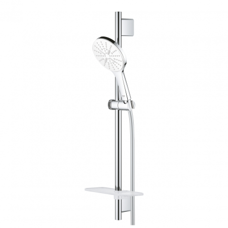 Set dus crom cu bara, para dus rotunda alba si furtun Grohe Rainshower Smartactive 130 [2]