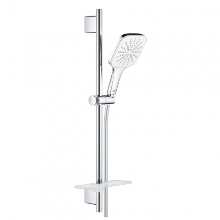 Seturi de dus - Set dus crom cu bara, para dus patrata si furtun Grohe Rainshower Smartactive 130