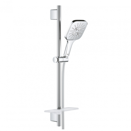 Seturi de dus - Set dus crom cu bara, para dus patrata si furtun Grohe Rainshower Smartactive 130 Cube