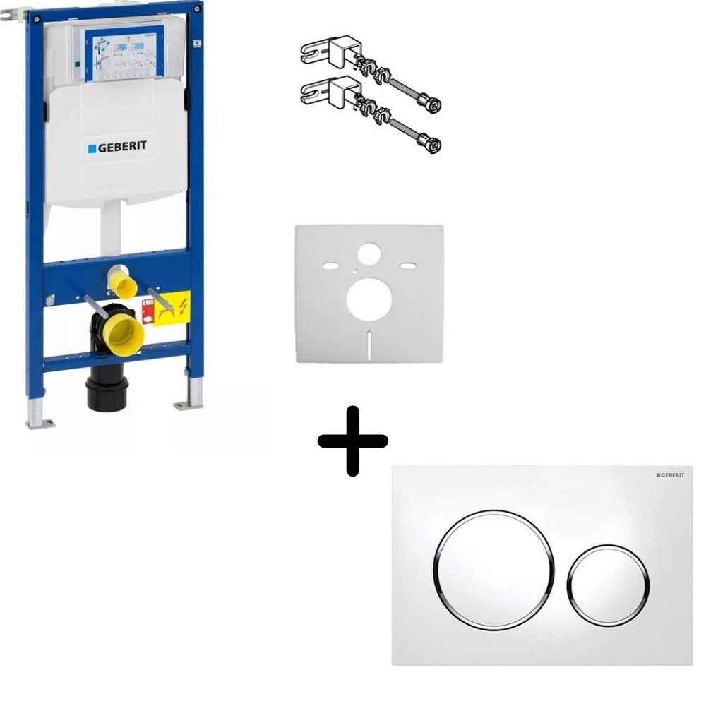 Rezervoare incastrate - Set Geberit rezervor Wc incastrat cu set fixare si set antifonare, plus clapeta alba Sigma