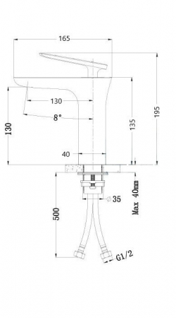 Set lavoar baie dreptunghiular alb cu ventil inclus plus baterie crom Atrio Foglia [2]