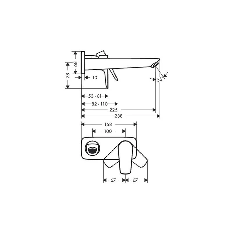 Set lavoar baie dreptunghiular albastru, ventil inclus plus baterie incastrata neagra Hansgrohe, Talis Select E [1]