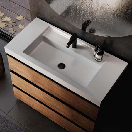 Set mobiler cu lavoar inclus 70 cm, 3 sertare cu soft-close, stejar, Kolpasan, Harmony [2]