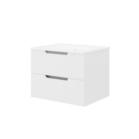 Mobilier baie - Set mobilier alb riflat cu lavoar inclus, Malta 60 cm