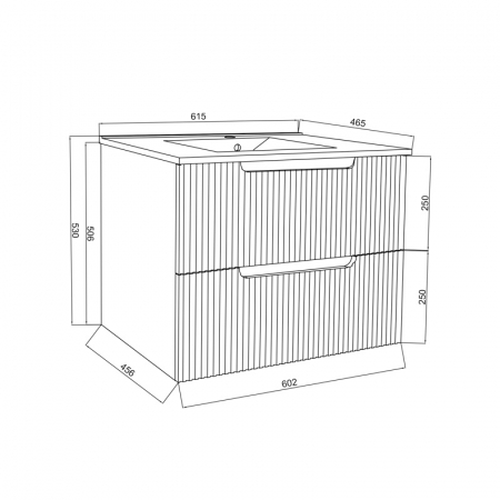 Set mobilier alb riflat cu lavoar inclus, Malta 60 cm [3]