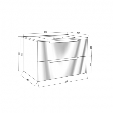 Set mobilier alb riflat cu lavoar inclus, Malta 80 cm, Resigilat [3]