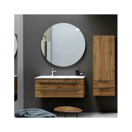 Mobilier baie - Set dulap baie cu lavoar inclus KolpaSan Malaya, 81 cm, stejar natur